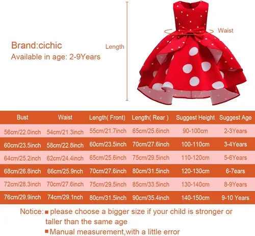Miniatura 4 de Elegante vestido de lunares para niñas, para iglesia, vacaciones, concursos, cumpleaños, fiesta de té, vestido de fiesta de princesa vintage, 2-10