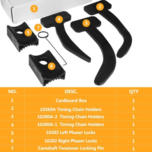 Miniatura 4 de Juego de herramientas de cadena de distribución Phaser de árbol de levas, 6 piezas, compatible con VW Chrysler, Jeep Dodge 3.6L, motor de repuesto