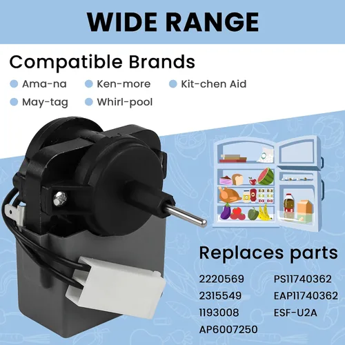 Miniatura 4 de AMI PARTS 2315549 Motor del Ventilador del Evaporador del Refrigerador Compatible con Refrigerador Whirlpool Kenmore Reemplaza WP2315549 2220569