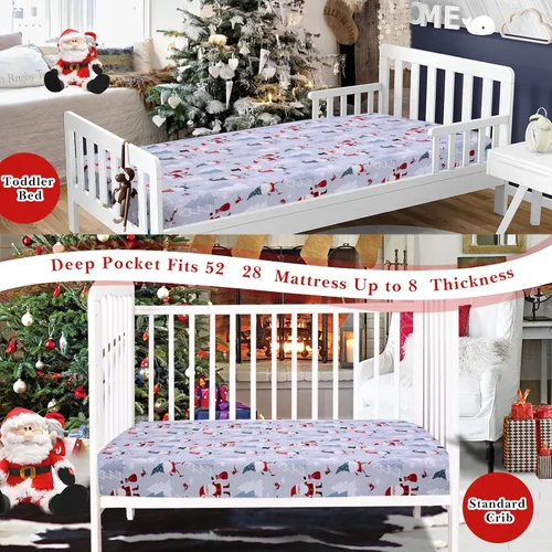 Miniatura 4 de Cloele Sábana Bajera de Cuna de Navidad con Muñeco de Nieve para Niños y Niñas - Paquete de 1 Sábana de Guardería para Bebés Sábana de Cama