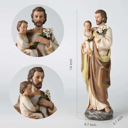 Miniatura 3 de BC Estatua Católica de San José y el Niño Jesús, Figura de Santo Católico, Regalo Religioso para el Día del Padre, Decoración Inspiradora