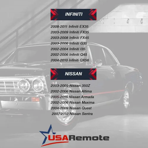 Miniatura 4 de Llavero de control remoto de entrada sin llave compatible con Nissan Altima Maxima 350Z Armada Quest Sentra / Infiniti EX35 FX35 FX45 G35 I35 Q45