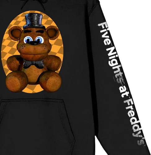 Miniatura 3 de Bioworld Five Nights at Freddy's Plush Bear and Sleeve Title Logo - Sudadera con capucha negra para adulto