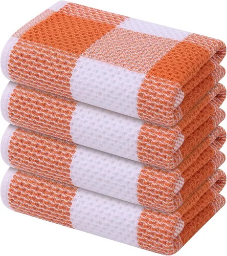 Miniatura 37 de Mordimy Toallas de cocina 100% algodón con tejido de gofre, 13 x 28 pulgadas, paños de cocina súper suaves y absorbentes para secar platos, paquete