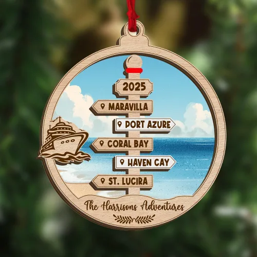 Miniatura 10 de Adorno de Navidad personalizado para parejas - Texto personalizado, lindo adorno de playa, vacación memorable, recuerdo de boda, casados en Hawái