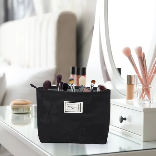 Miniatura 4 de Sightor Bolsa de maquillaje estética, bolsa de cosméticos de gran capacidad, bolsa de maquillaje floral de lona, bolsa de viaje, bolsa