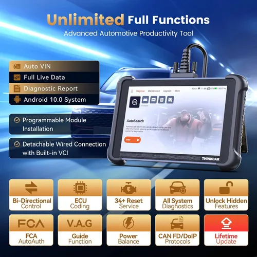 Miniatura 2 de THINKCAR THINKSCAN 689 OBD2 escáner, herramienta de escaneo bidireccional con 34+ restablecimiento, más de 3000 pruebas activas, codificación ECU