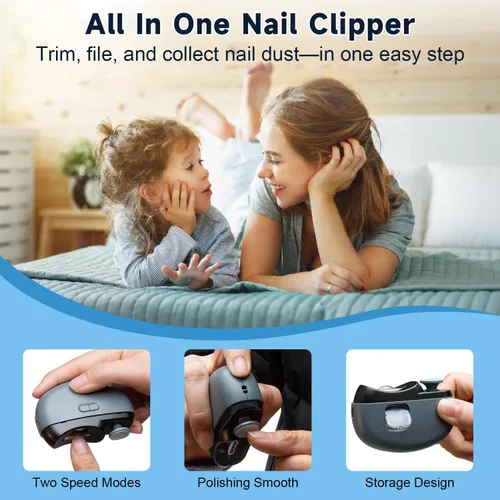 Miniatura 3 de Electric Nail Clipper 3-in-1 Automatic Nail Clippers, Fingernail Toenail Trimmer Electric Toenail Clippers with LED Light Clip Storage 2 Speeds Nail