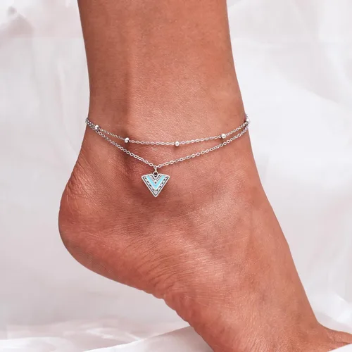 Miniatura 81 de CHIC & ARTSY Tobilleras de plata de ley S925 para mujer, pulsera de tobillo ajustable multicapa para playa, joyería de verano para mujer, de 10 a 11
