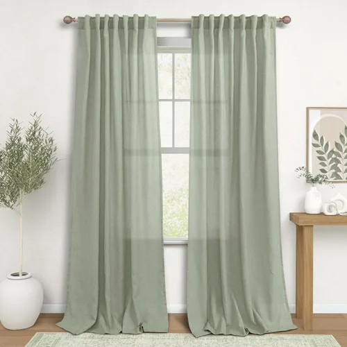 Miniatura 92 de KOUFALL Cortinas transparentes de lino de 90 pulgadas, cortinas para Sala Modernas 2025 De Lino Elegantes, cortinas personalizadas con pestaña