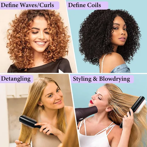 Miniatura 6 de Cepillo de pelo rizado 9 filas para desenredar y definir rizos, cepillo de cabello KTKUDY para separar, dar forma a los rizos, secar con soplado
