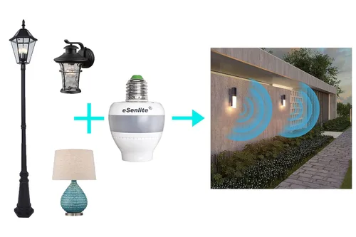 Miniatura 4 de eLEDing - Adaptador de enchufe de luz con sensor de movimiento, base de tornillo de movimiento radar para bombillas LED CFL incandescentes, control