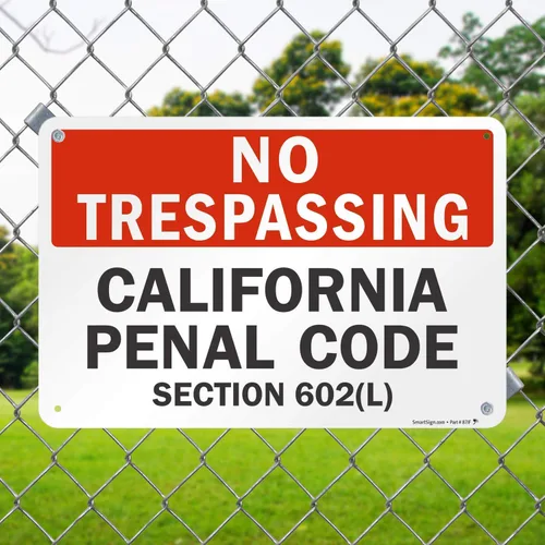Miniatura 3 de SmartSign Letrero de metal con texto en inglés "No Trespassing - California Penal Code, Section 602 (L)" de 12 x 18 pulgadas, aluminio laminado a