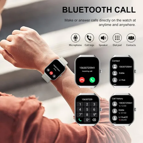 Miniatura 2 de Jugeman Relojes inteligentes para mujer (respuesta/hacer llamada), 1.96 pulgadas HD nuevo reloj inteligente con frecuencia cardíaca, monitor de Beige