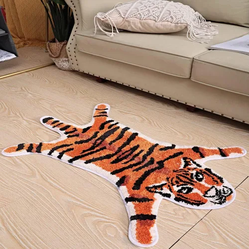 Miniatura 8 de Alfombra con estampado de leopardo, tapete de baño de leopardo rosa para baño, tapete de puerta de guepardo y tigre, antideslizante, tapete Rosa