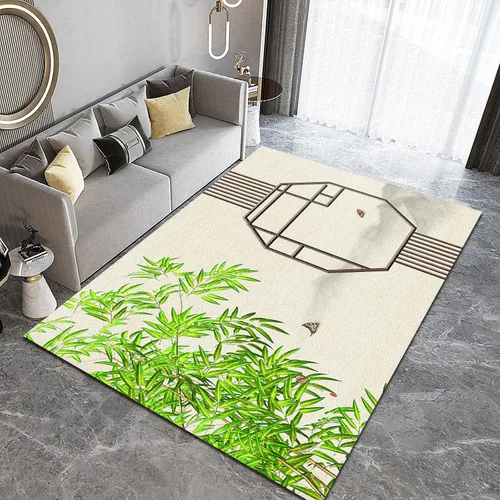 Miniatura 9 de Alfombra minimalista de lujo con diseño geométrico para sala de estar, alfombra moderna con estampado de mármol rosa dorado, alfombra rectangular