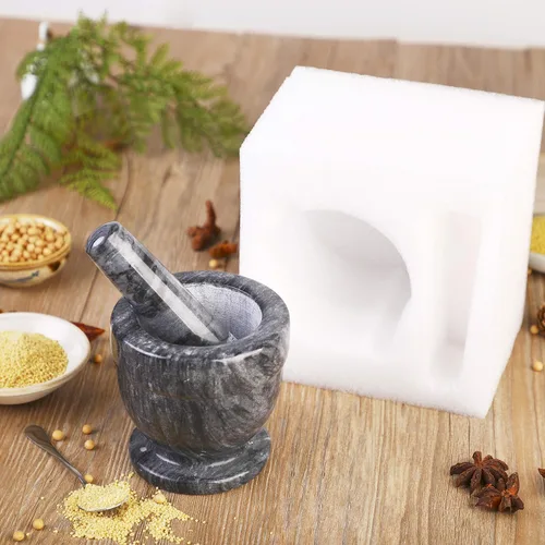 Miniatura 4 de Juego de mortero y mortero de mármol para especias, pastas de condimentos, pastas, cuenco de guacamole, molinillo de hierbas fácil de limpiar.