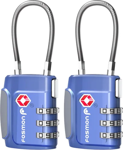 Miniatura 29 de Fosmon Cerraduras de cable aprobadas por la TSA para equipaje, maleta, cerradura de caja de pistola con botón de liberación a presión, cerradura