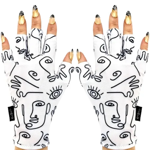Miniatura 48 de ManiGlovz - Guantes de uñas originales con protección UPF 50+ UV Guantes de manicura de gel y guantes anti UV sin dedos para mujeres Se pueden