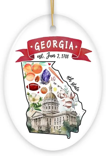 Miniatura 29 de Recuerdos coleccionables de cerámica de EE. UU. - Adornos navideños artísticos con temas y monumentos estatales de Tennessee