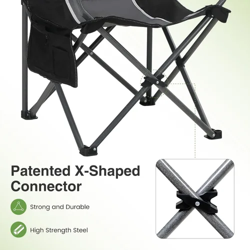 Miniatura 6 de LET'S CAMP Silla de camping plegable de gran tamaño para exteriores, paquete de 2 sillas resistentes con soporte para tazas y bolsa