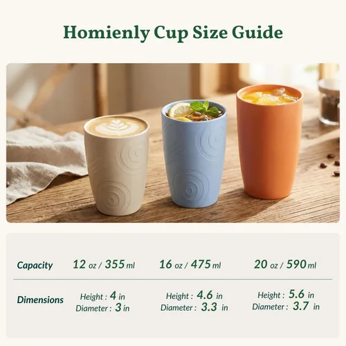 Miniatura 9 de Homienly Tazas de paja de trigo alternativas a las tazas de plástico - Juego de 6 vasos de beber irrompibles reutilizables aptos para lavavajillas