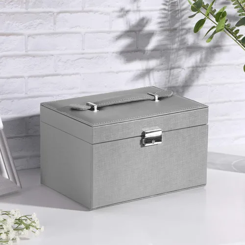 Miniatura 3 de BEWISHOME Jewelry Box, 20 Section Jewelry Organizer Box for Earrings,Rings,Necklaces,Cufflinks,Pendants Grey, Birthday Gift for Women,Women