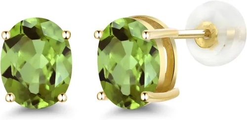 Miniatura 136 de Gem Stone King Aretes de oro de 14 quilates con piedra natal ovalada de 0.315 x 0.236 in Aretes de oro para mujer