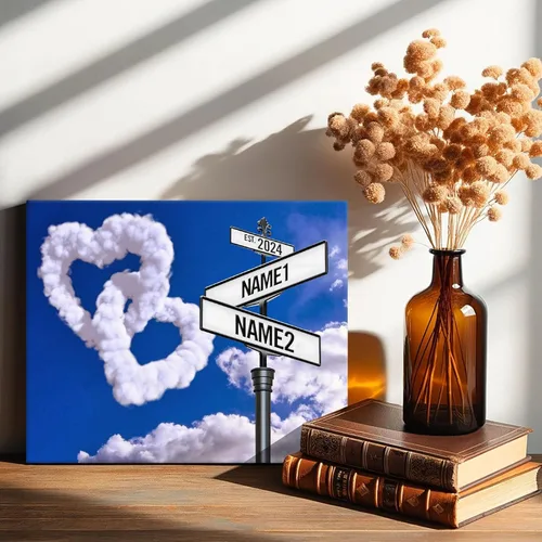 Miniatura 18 de Impresiones en lienzo personalizadas: letrero de calle Crossroads para parejas, arte de pared, nombres y fechas, regalo personalizado, impresión