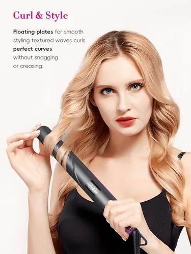 Miniatura 3 de LANDOT Plancha plana de 1 pulgada – Alisadora iónica de cerámica para cabello con brillo sin encrespamiento, temperatura ajustable de 250 a 450 °F