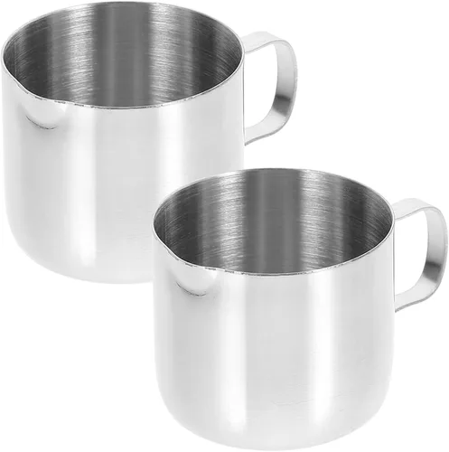 Miniatura 9 de Luxshiny Jarra de espuma de leche de acero inoxidable, taza de salsa de 1 oz, mini crema con mango de boquilla para café, latte, arte, hogar, cocina