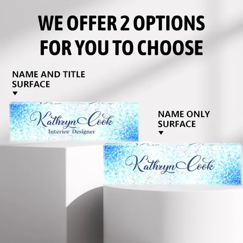 Miniatura 2 de Placa de nombre de escritorio personalizada, diamantes azules, regalo de decoración de oficina para profesores, jefes, empleados