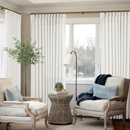 Miniatura 217 de Cortinas de lino natural con pliegues fruncidos de 120 pulgadas de largo para sala de estar, cortinas plisadas con ganchos y lengüeta trasera