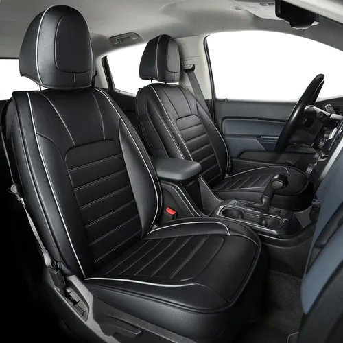 Miniatura 10 de LUCKYMAN CLUB Fundas de asiento Chevy Colorado para camión de trabajo Crew Cab Z71 LT ZR2 2015-2022 con piel sintética (negro)