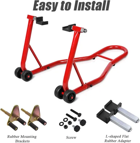 Miniatura 7 de Safstar Soporte para motocicleta o bicicleta deportiva con brazo oscilante para tienda de autos y bicicletas, Rojo