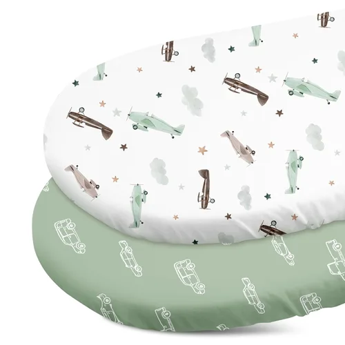 Miniatura 10 de Gllquen Baby Juego de Sábanas para Moisés de 2 Piezas, Sábana Ajustable para Moisés Transpirable Acogedora Ajuste Universal para Colchón Estándar