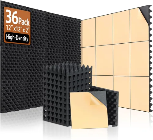 Miniatura 23 de SODOCT - Paquete de 12 paneles acústicos grandes, 47.2 x 23.6 x 0.4 pulgadas, paneles a prueba de sonido para paredes, paneles de absorción de Negro