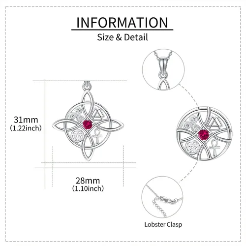 Miniatura 14 de YAFEINI Collar con dije de nudo de bruja de plata de ley, amuleto de bruja de cruz celta, regalo para mujer