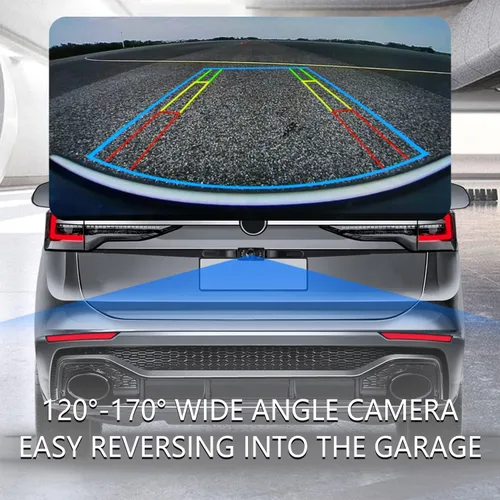 Miniatura 4 de Cámara de respaldo HD para automóvil con cámara de matrícula de visión nocturna de 8 LED, gran angular de 170°, cámara de visión trasera impermeable