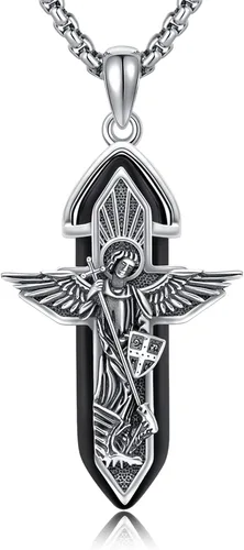 Brisskaari Collar de San Miguel para hombres y mujeres, plata de ley 925, arcángel católico, colgante de amuleto de San Patricio, regalo de joyería