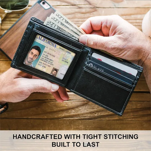 Miniatura 3 de Carteras para hombre con bloqueo RFID Cartera plegable de cuero para hombre Cuero genuino Capacidad adicional Por Stay Fine, Negro -, Classic