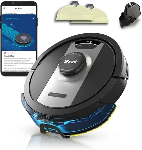 Shark RV2400WD IQ Robot Aspiradora y Trapeadora 2 en 1 con Matrix Clean y Sonic Mopping, Perfecto para Pelo de Mascotas, Alfombras, Pisos Duros,