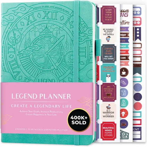 Planificador Legend – planificador de vida semanal y mensual sin fecha para alcanzar tus objetivos y vivir feliz. Cuaderno organizador, diario de