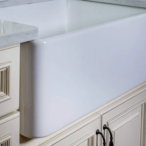 Miniatura 6 de Fregadero de arcilla refractaria, fregadero de cocina con delantal de granja de un solo tazón, blanco, (30 pulgadas)