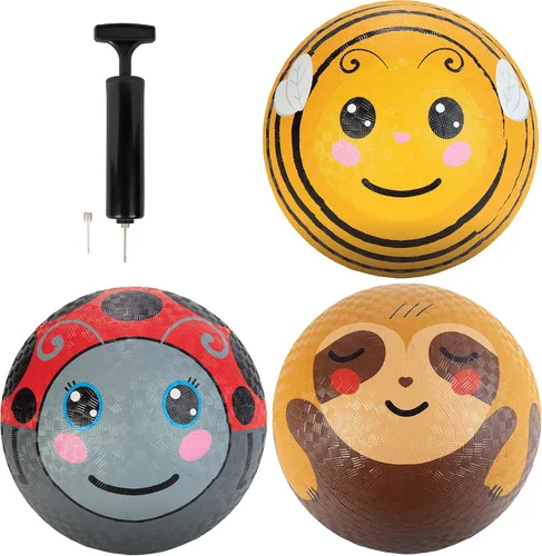 SCS Direct Gaga - Juego de 3 pelotas de juego (8.5 pulgadas) con bomba de aire, paquete de goma duradera para dodgeball, kickball, juego oficial de