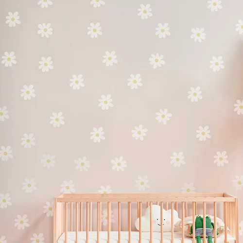 Miniatura 3 de EGD Calcomanías de margaritas para decoración de pared, calcomanías de pared con diseño floral I para guardería, decoración de pared para niña