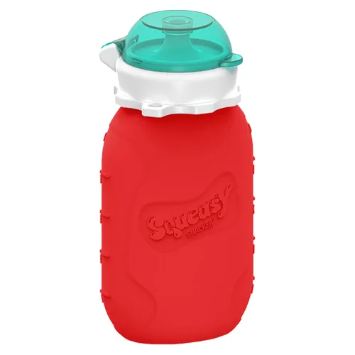 Miniatura 24 de Aqua 3.5 oz Squeasy Snacker - Bolsa de comida reutilizable de silicona a prueba de derrames - para alimentos blandos y líquidos - Agua, salsa