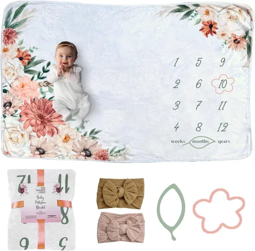 Miniatura 8 de Manta de hito para bebé de The Modern Child - Manta mensual de hito para bebé súper suave de vellón para niña y niño - Perfecta para la tabla