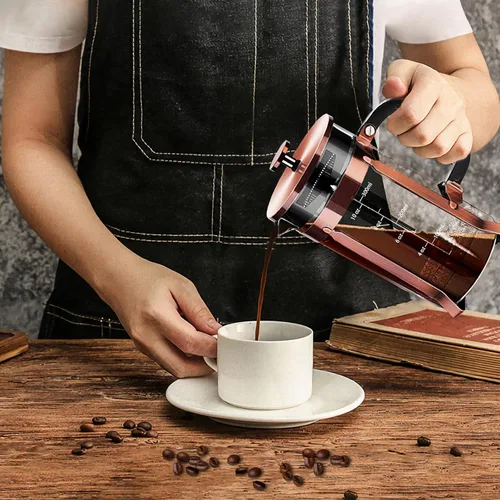 Miniatura 6 de YMMIND Cafetera de Prensa Francesa de Acero Inoxidable 304, Cafetera de Prensa Francesa con Sistema de 4 Filtros, Vidrio de Borosilicato Resistente