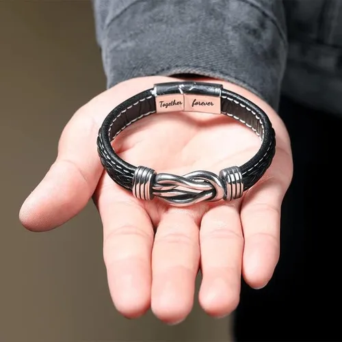 Miniatura 2 de Pulseras de cuero trenzado para hombre, pulsera de cuero para hombre con cierre magnético de acero inoxidable, pulsera de Navidad, graduación